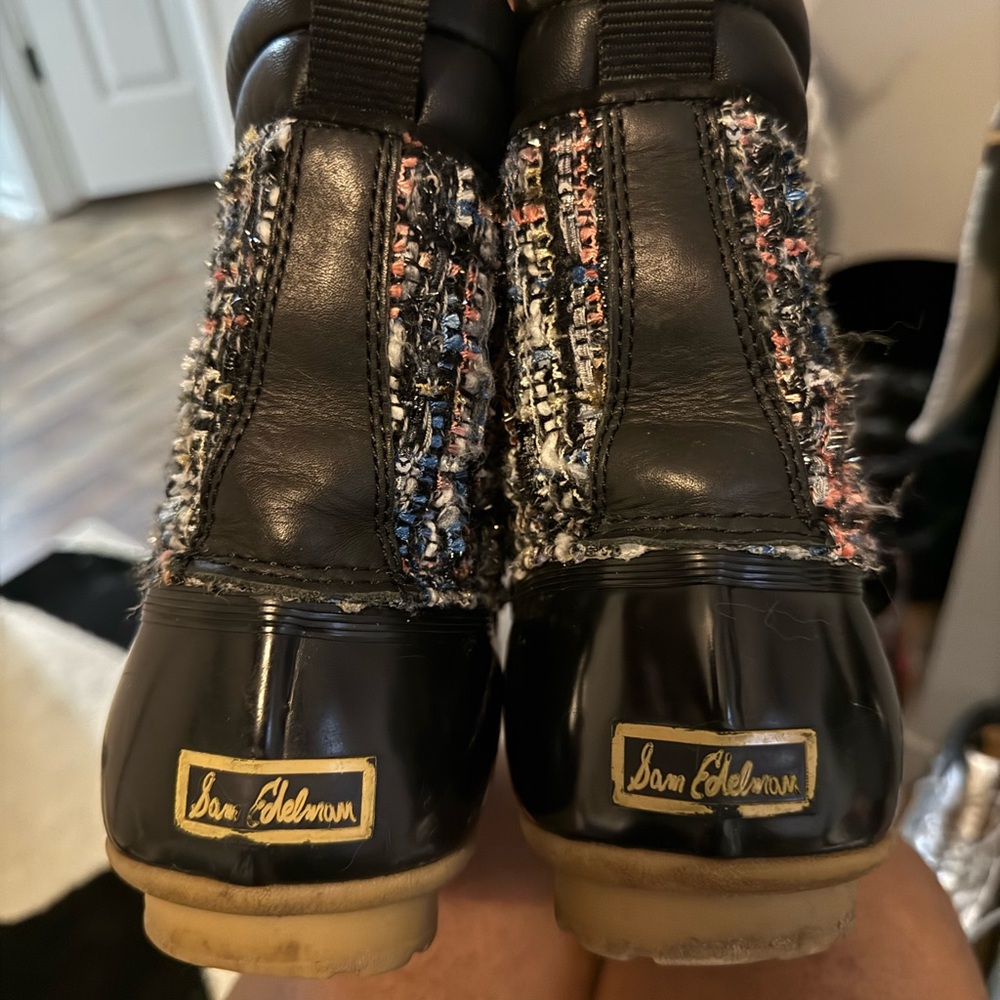 Sam Edelman boot bundle Black & Grey pairs of  Lace-Up Boots with Floral Pattern - Picture 2 of 6